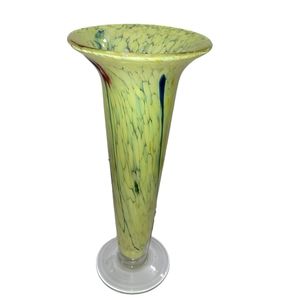 Morano style Art glass vase. Yellow, green, multicolor glass.